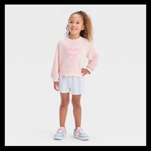 Cat & Jack Valentine’s Day Happy Hearts Toddler Girl French Terry Shorts Set